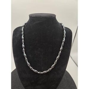 Black Hematite Metallic Elongated Oval Beads Necklace